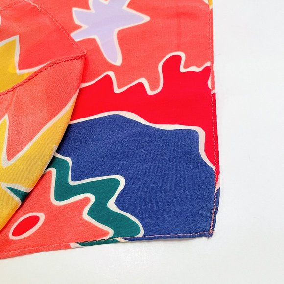 Colorful Abstract Print Silk Rectangular Scarf - Picture 2 of 6